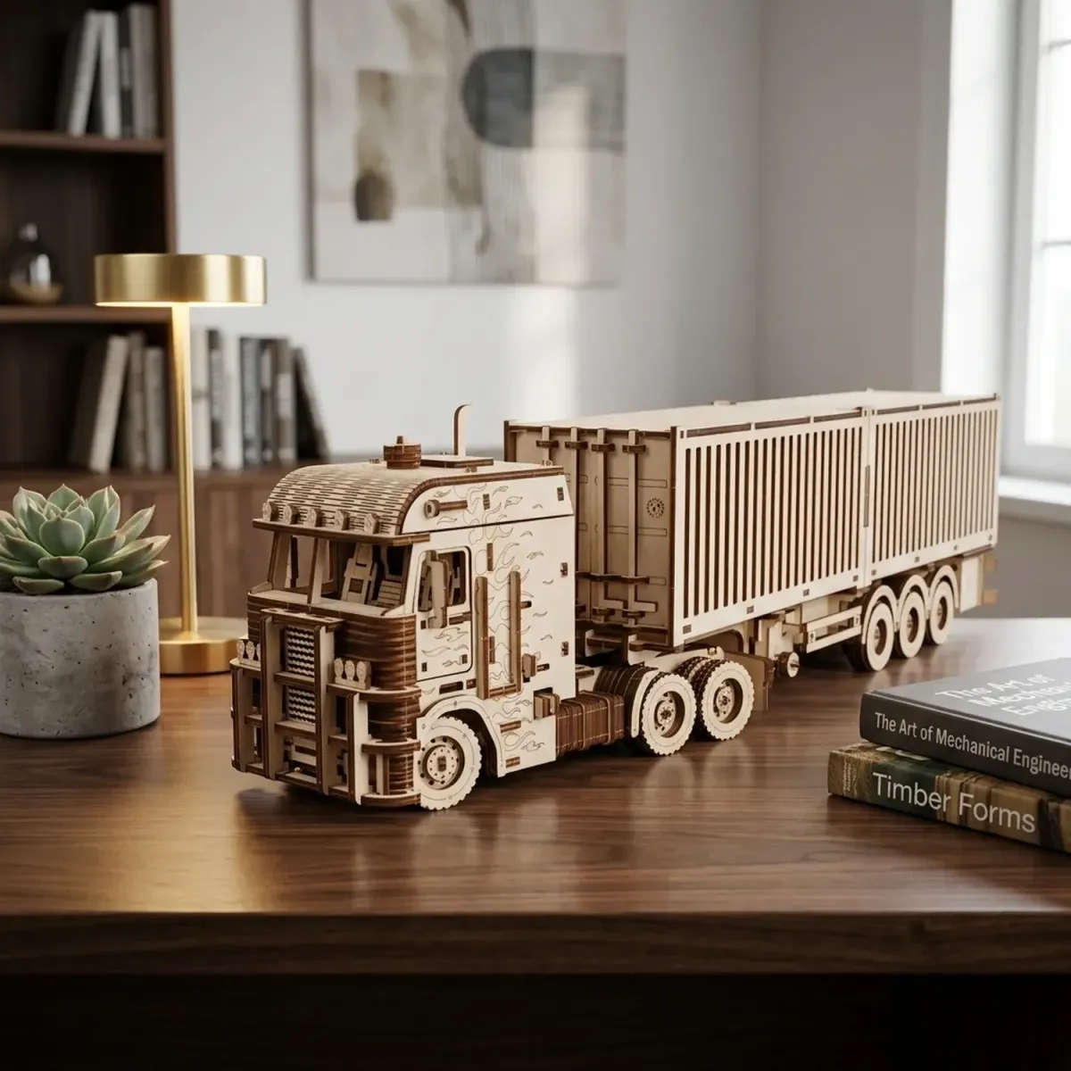 Wooden Tractor Unit and Container Chassis Set