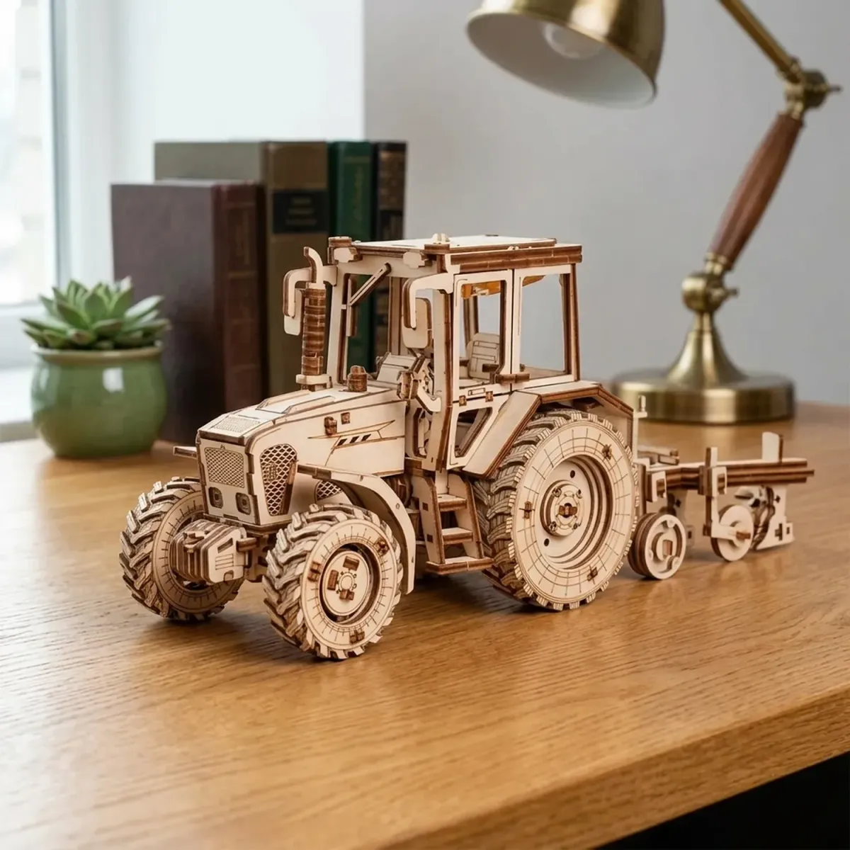 Wooden Belarus 82.3 Tractor with Plow Farm Machinery Model Kit
