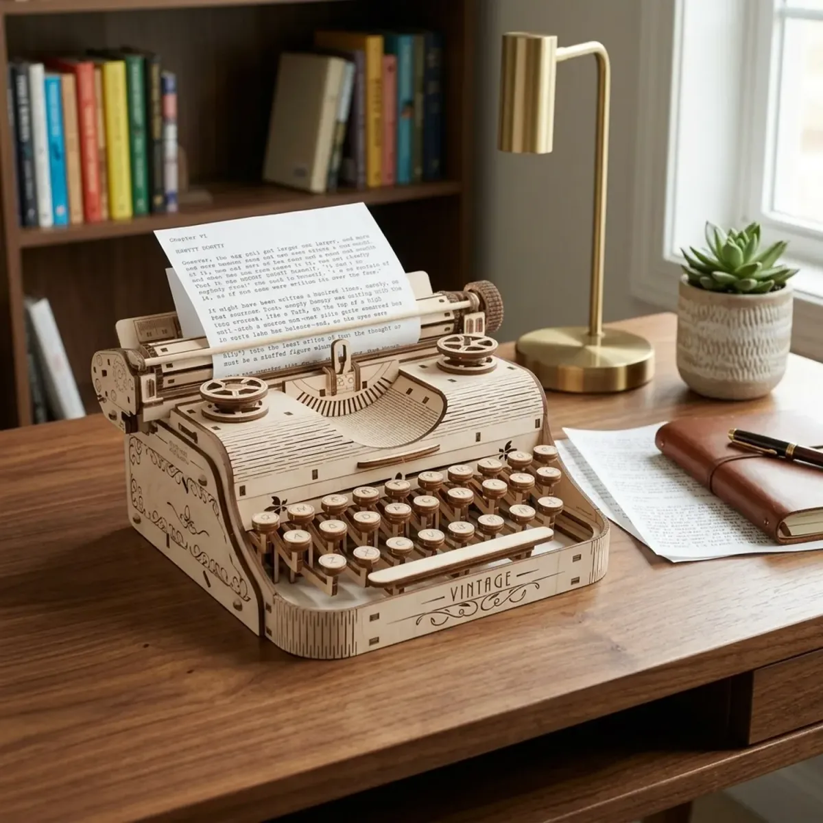 Wooden Printing Machine Puzzle Mechanical Movable Type Model Kit