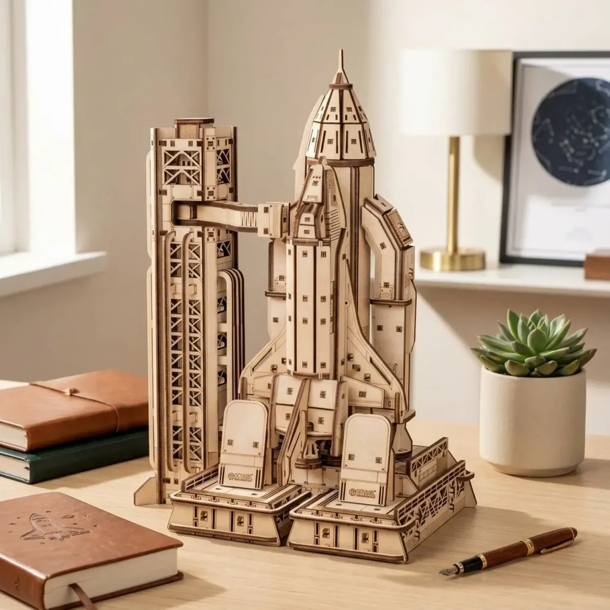 Wooden Space Rocket Shuttle Puzzle Exploration Kit